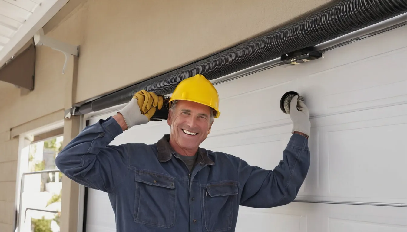 Provider inspecting garage door springs near Hudson